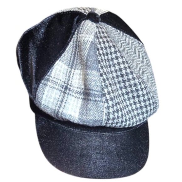 Women's Black & Gray SCALA PRONTO Vintage Style Newsboy Cap - Picture 10 of 11